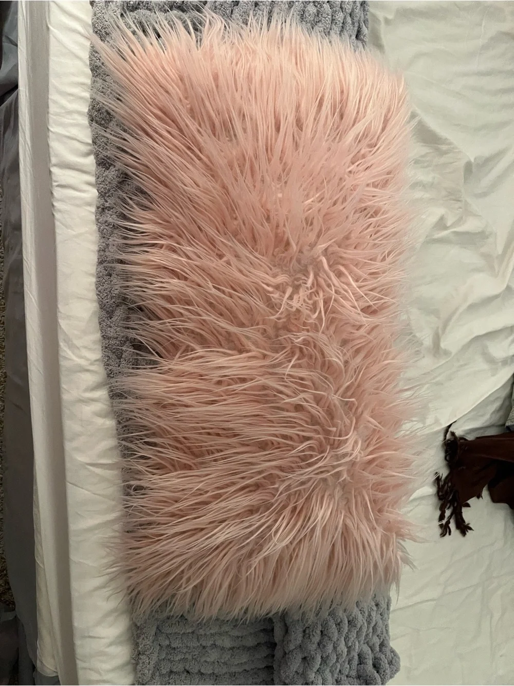 Plush Faux Fur Pink Lumbar Pillow - Kids Accessories